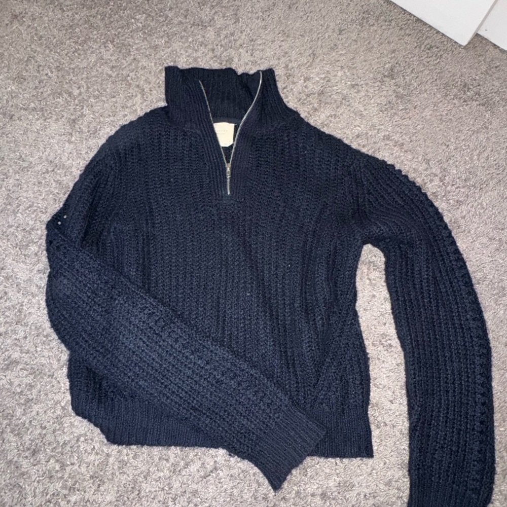 Francesca’s navy blue quarter zip sweater
